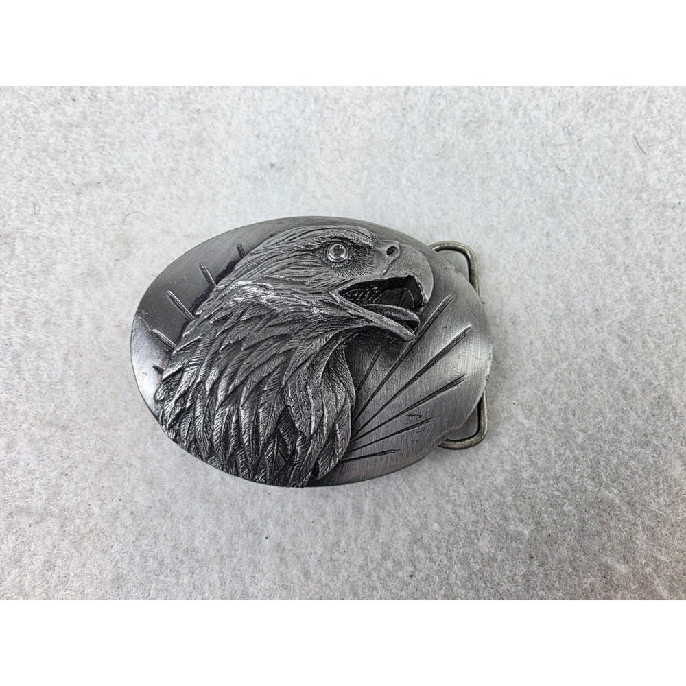 Vintage 1987 Siskiyou Buckle Co Bald Eagle Belt Buckle USA American Bird Steel